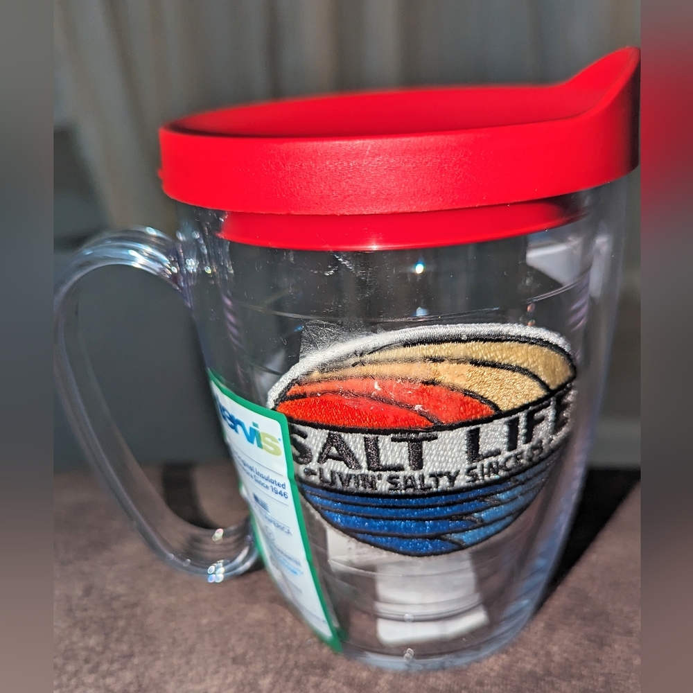 NWT, Tervis, Salt Life, Insulated, 16 Oz, Plastic Mug With Red Lid
